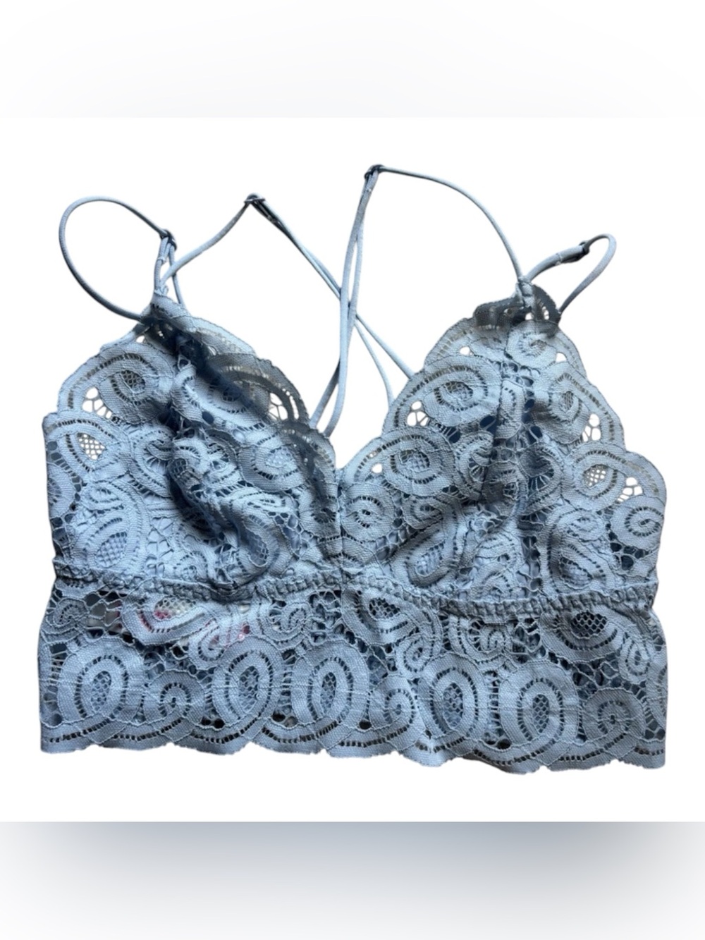PINK Victoria’s Secret Light Blue Lace Strappy Racerback Bralette Women’s Size S
